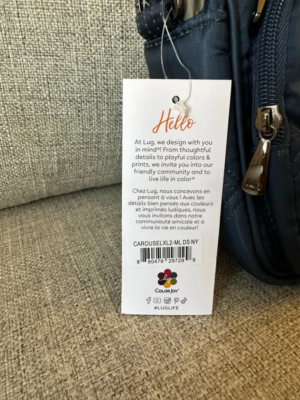 NWT Lug Carousel XL 2 Crossbody Bag Multi Dots Navy RFID